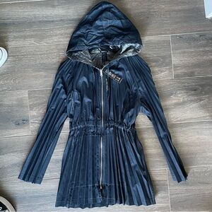 Komarov Navy Pleated Utility Jacket Hooded Large